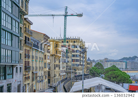 San Sebastian, sea view city, port town, midsummer, Spain 136032942