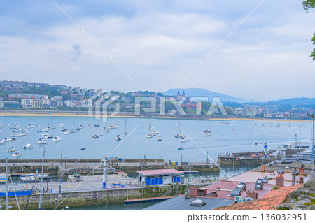 San Sebastian, sea view city, port town, midsummer, Spain 136032951