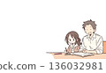 A girl being taught by her father 136032981