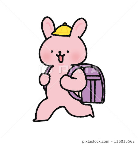 可愛的兔子背著書包 136033562