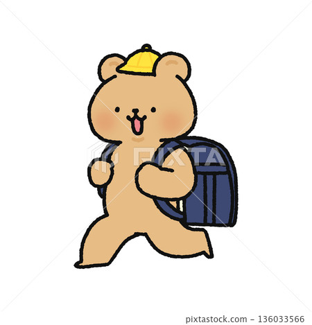 可愛的熊背著書包 136033566