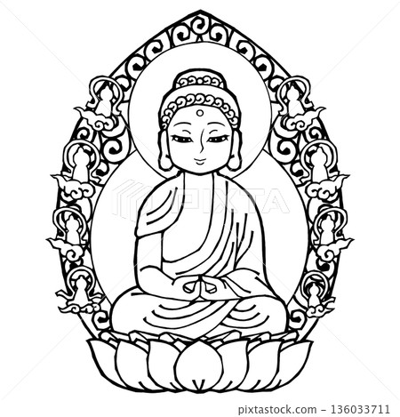 Amitabha Buddha (B) (Open Eyes, Monochrome) 136033711