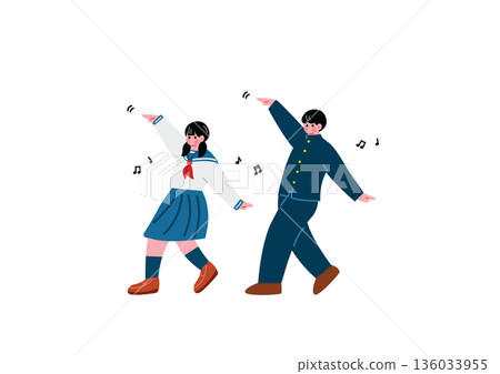 男女學生快樂地跳舞 136033955