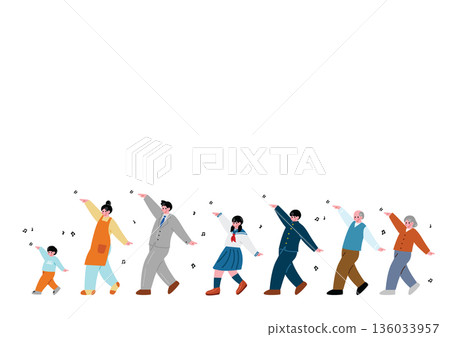 一幅三代同堂熱情跳舞的插圖 136033957