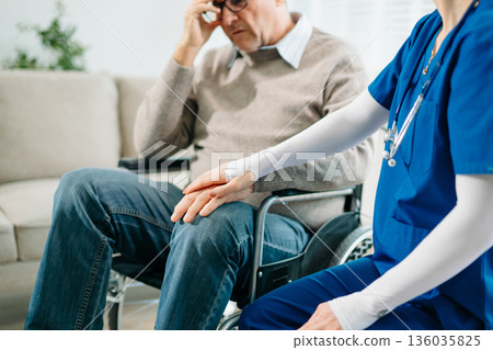 ng hands takFemale hands touching old male hand Helpie care of the elderly concept. 136035825