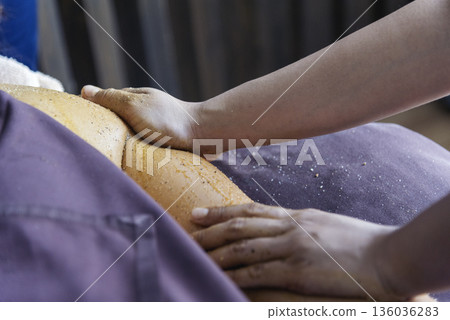 Massage Thai Spa arm hands massaging. Close up woman arm side therapy relax treatment in spa salon. Women body tight muscle relief arm pain massage. Woman happy relax lying spa bed oil body therapist Massage Thai Spa arm hands massaging. Close up woman arm side therapy relax treatment in spa salon. Women body tight muscle relief arm pain massage. Woman happy relax lying spa bed oil body therapist 136036283