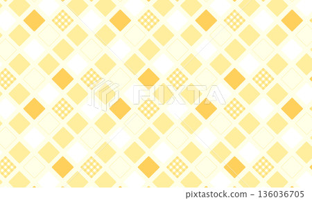 Yellow pattern with checkered diamond-shaped tiles with rounded corners Yellow pattern with checkered diamond-shaped tiles with rounded corners 136036705