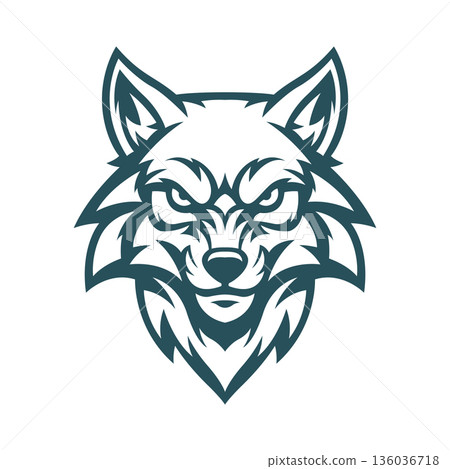 wolf head mascot logo vector design template eps 10 136036718