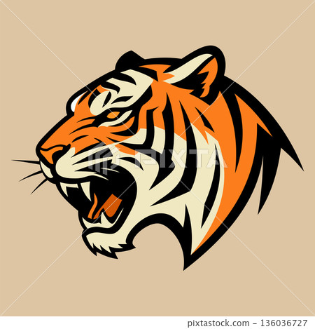tiger head mascot logo design vector 136036727