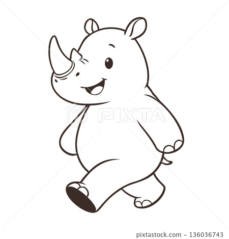 cartoon rhino mascot logo design vector 136036743