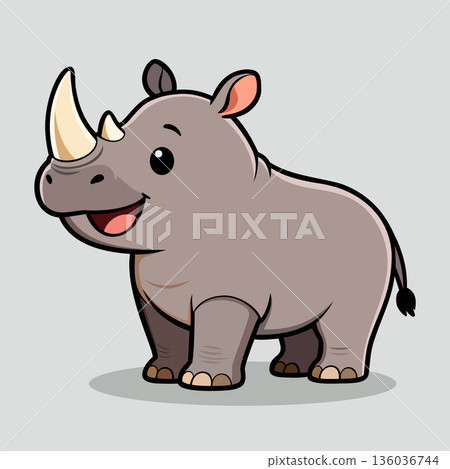 cartoon rhino mascot logo design vector cartoon rhino mascot logo design vector 136036744