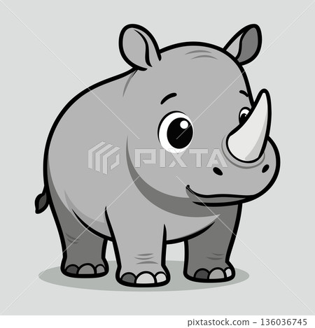 cartoon rhino mascot logo design vector 136036745
