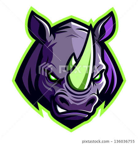 rhino head mascot logo design vector template 136036755