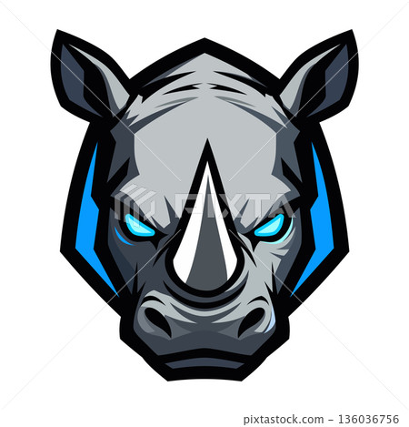 rhino head mascot logo design vector template 136036756