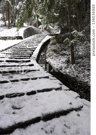 觀音寺的雪景：石階上積滿了雪。 136036988