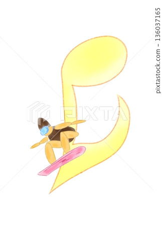 帶有滑雪板的音符 136037165