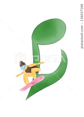 Musical note with snowboarder Musical note with snowboarder 136037166