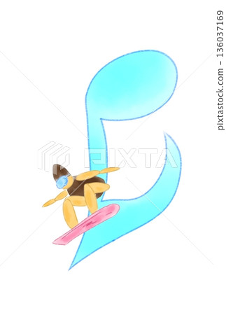 帶有滑雪板的音符 136037169