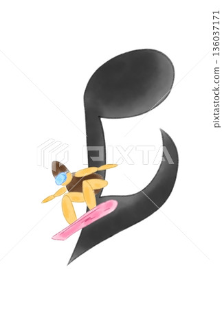 帶有滑雪板的音符 帶有滑雪板的音符 136037171