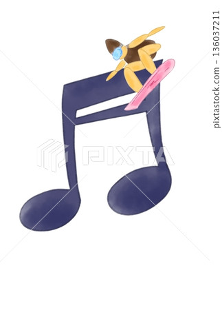 帶有滑雪板的音符 136037211