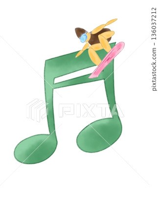 帶有滑雪板的音符 136037212