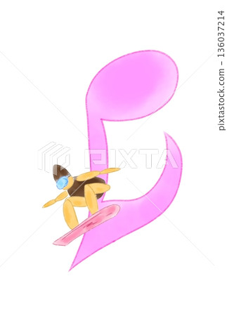 帶有滑雪板的音符 136037214