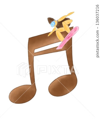 Musical note with snowboarder Musical note with snowboarder 136037216