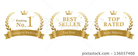 排名第一且最暢銷的金獎徽章皇冠和月桂花環套裝 136037400