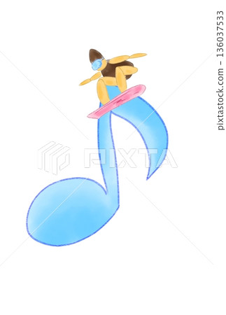 帶有滑雪板的音符 帶有滑雪板的音符 136037533