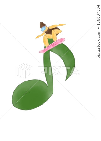 帶有滑雪板的音符 136037534