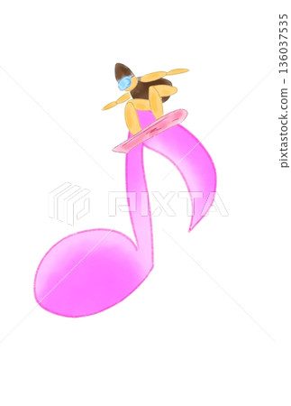 帶有滑雪板的音符 帶有滑雪板的音符 136037535