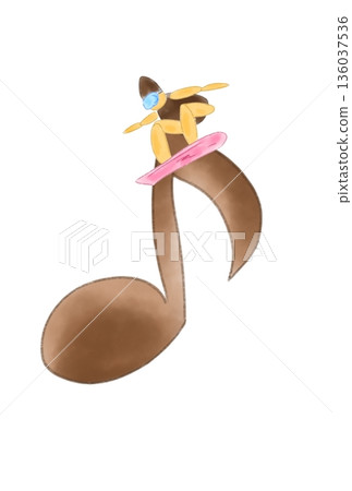 帶有滑雪板的音符 136037536