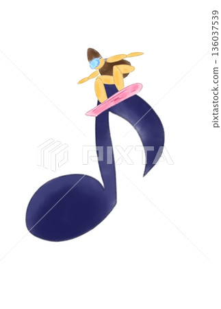 帶有滑雪板的音符 136037539