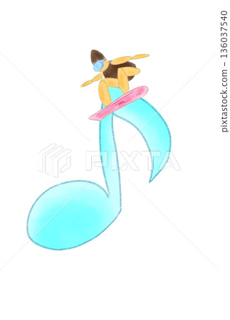 帶有滑雪板的音符 帶有滑雪板的音符 136037540