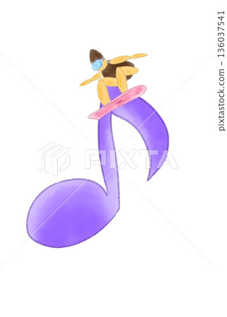 帶有滑雪板的音符 帶有滑雪板的音符 136037541