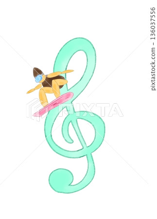 帶有滑雪板的音符 136037556