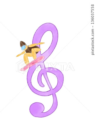 帶有滑雪板的音符 帶有滑雪板的音符 136037558