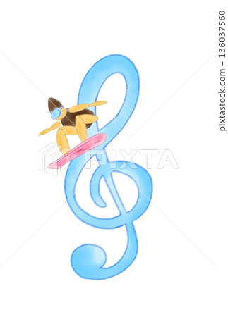 帶有滑雪板的音符 136037560