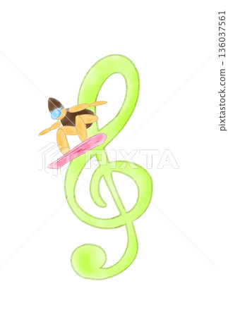 帶有滑雪板的音符 136037561