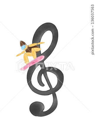 帶有滑雪板的音符 帶有滑雪板的音符 136037563