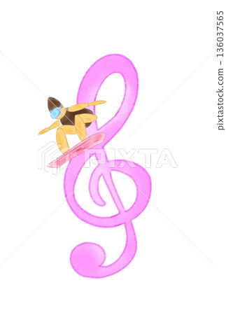 帶有滑雪板的音符 帶有滑雪板的音符 136037565