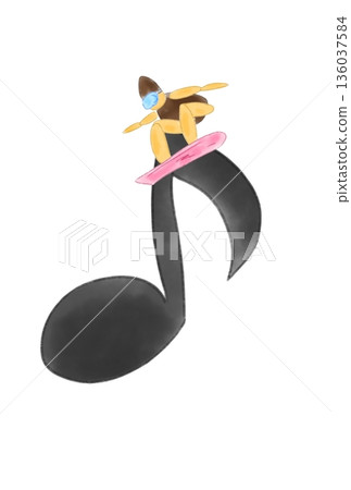 帶有滑雪板的音符 136037584