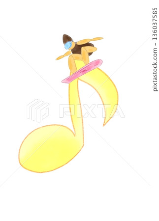 帶有滑雪板的音符 帶有滑雪板的音符 136037585