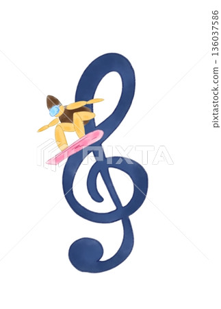 帶有滑雪板的音符 136037586