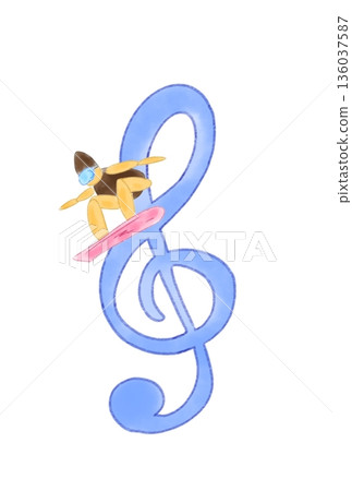 帶有滑雪板的音符 帶有滑雪板的音符 136037587