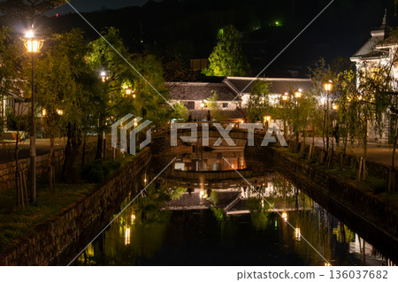 Night view of the river and bridge Night view of the river and bridge 136037682
