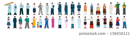一組各行各業人物的插圖 136038121