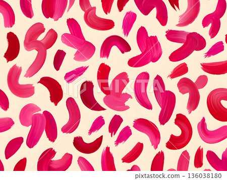 Vibrant Abstract Brush Strokes in Red and Pink Color Palette 136038180