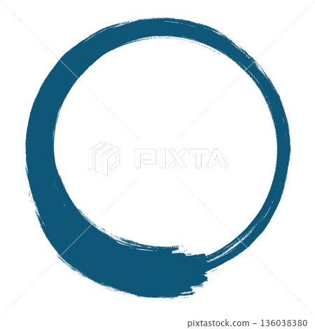 Circle drawn with a brush, center line, blue 136038380