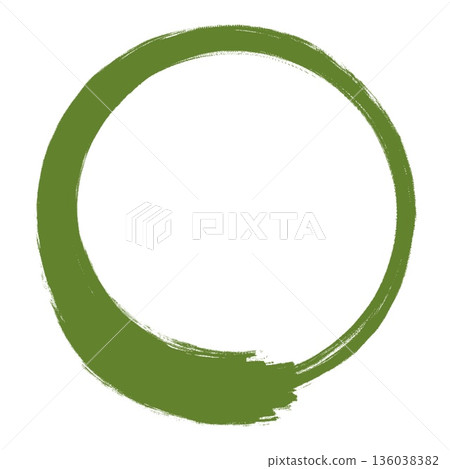 Brush-drawn circle, center line, moss Brush-drawn circle, center line, moss 136038382